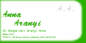 anna aranyi business card